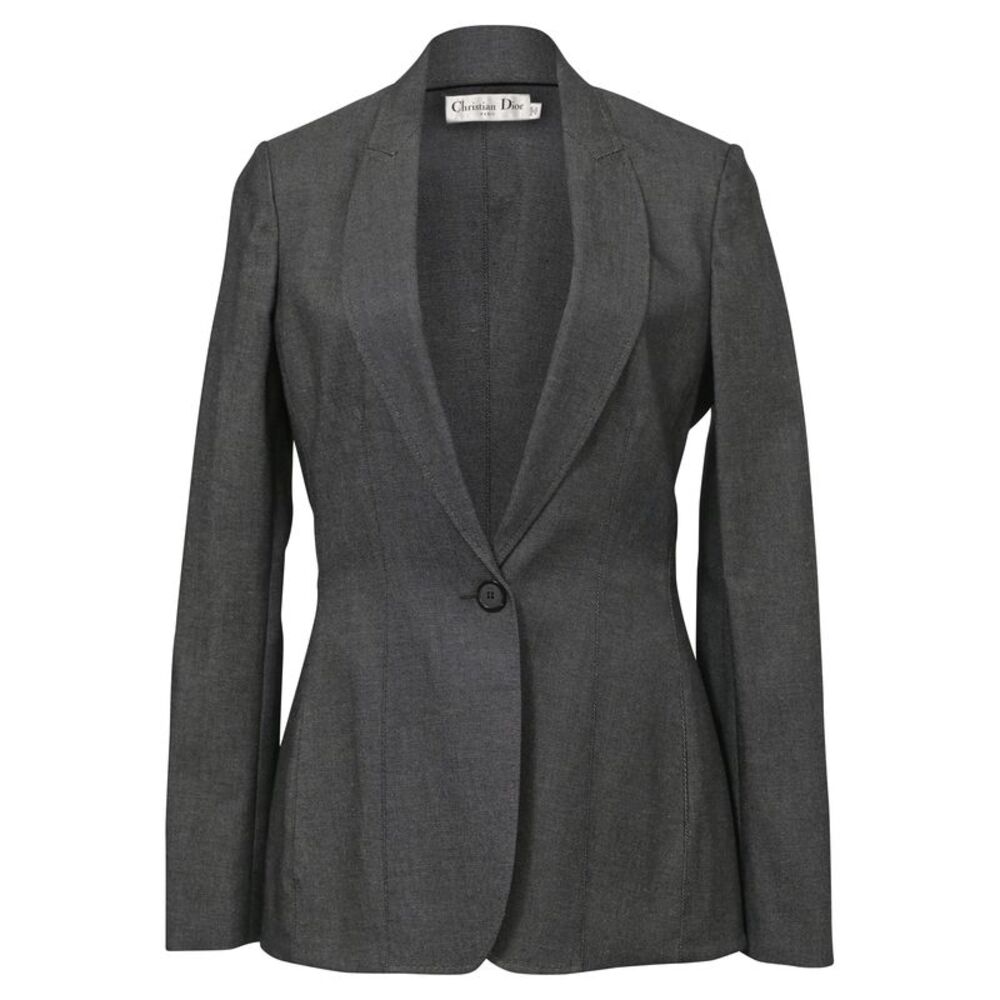 Christian Dior Single Button Blazer in Grey Wool